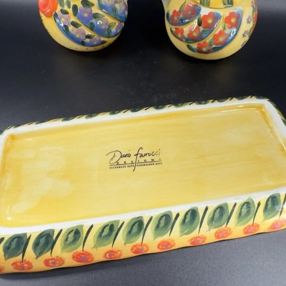 Fontana‎ Dario Farrucci Collection Set Rooster Sugar Bowl Creamer And Tray Set
